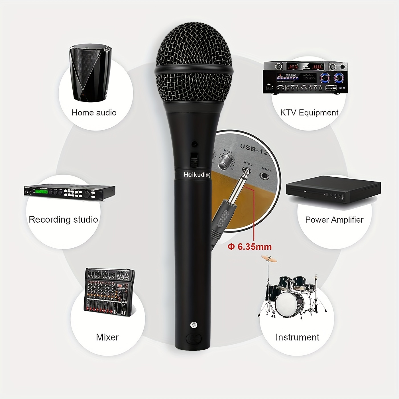 10Ft Wired Handheld Dynamic Microphone Professional 1/4 Mic for Karaoke  Speech