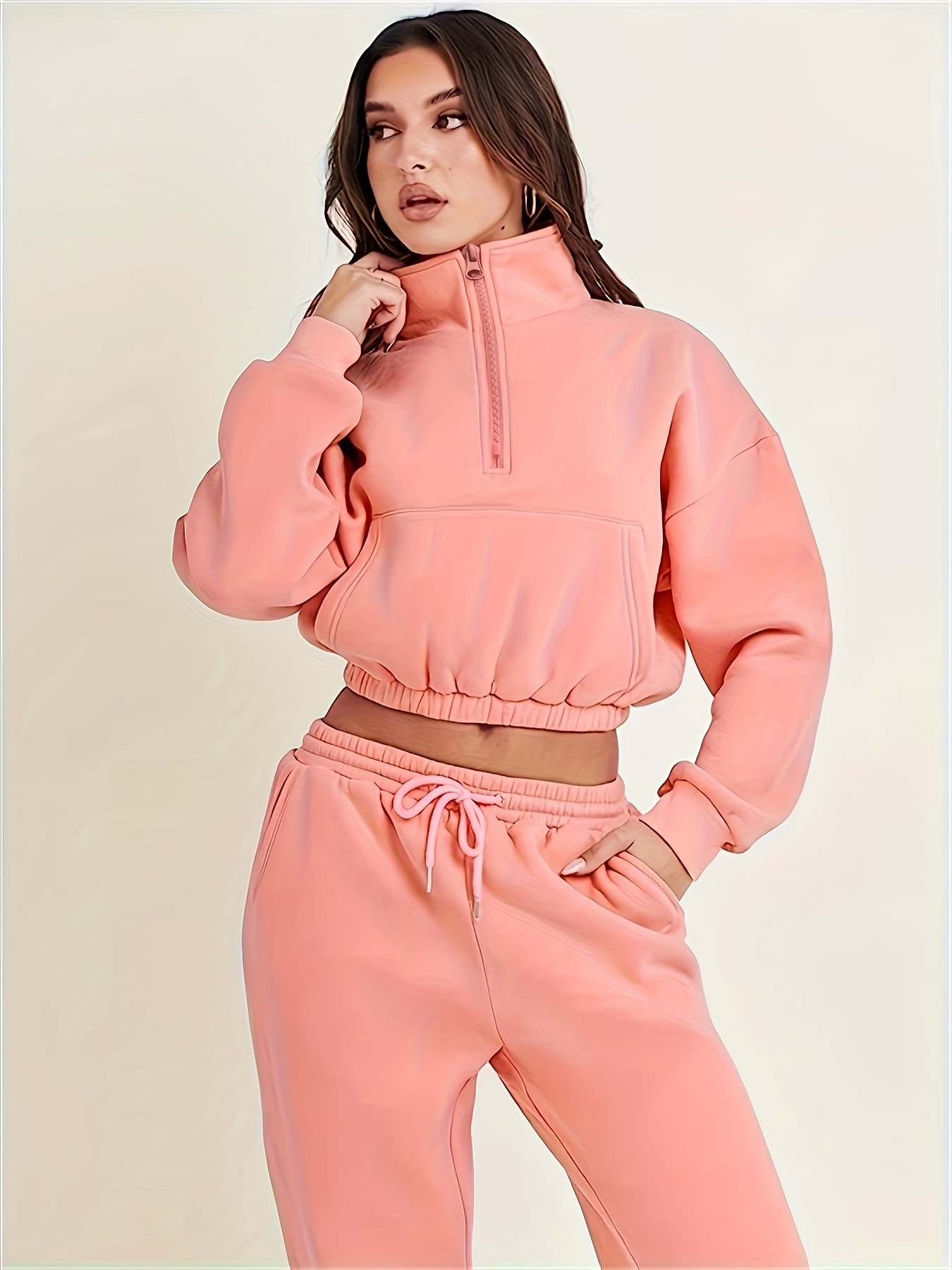 ZQGJB Long Sleeve Cropped Sweatshirts for Women Fall Spring Casual