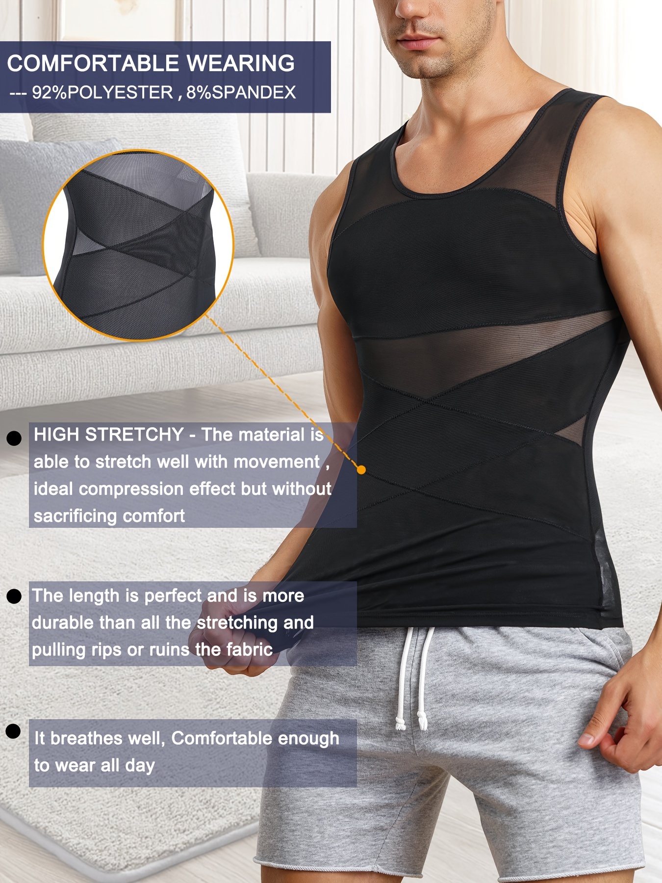 Wonderience Men Shapewear Slimming Body Shaper Compression Shirt Tank top  with Zipper Underwear for Tummy Control : : Clothing, Shoes 