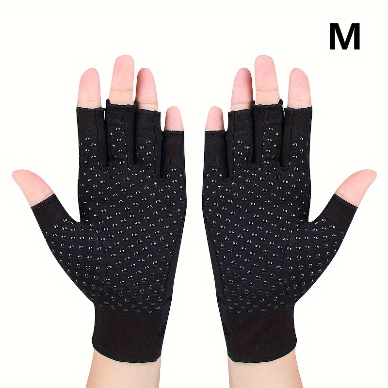 Image of 1 Pair Anti-slip Compression Gloves For , Daily Work, Computer Typing, Sports Wrist Brace Support, Fingerless Hand Thumb Gloves For