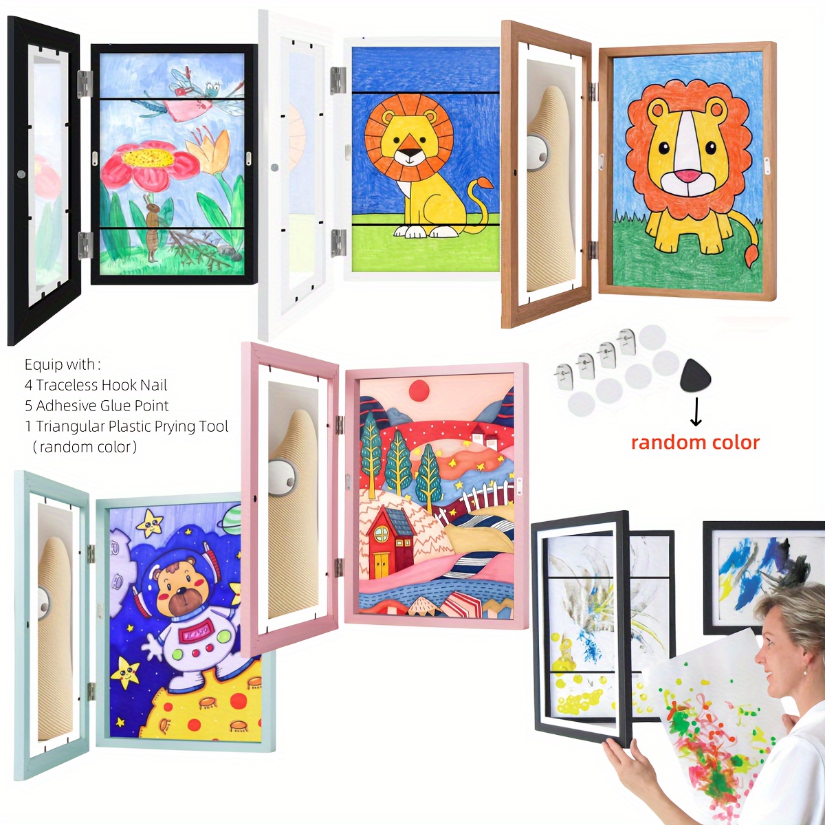 Cadre de projets artistiques pour enfants en acrylique magnetique avec  ouverture frontale pour dessin peintures images