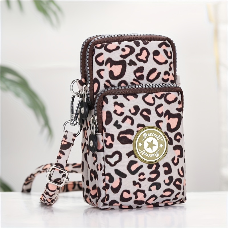 Leopard Crossbody Bags For Women With Zipper Decoration Ladies