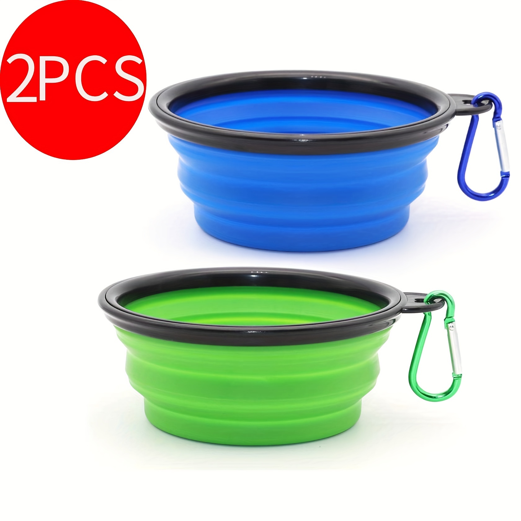 2pcs Portable Collapsible Dog Bowl - Lightweight Silicone Pet Food & Water Bowl for Traveling, Camping, and Walking - Convenient and Hygienic Pet Supplies