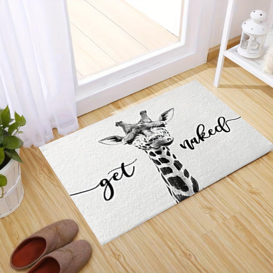 Painting Bathroom Door Mat Tree Giraffe Crane Super Soft Non - Temu