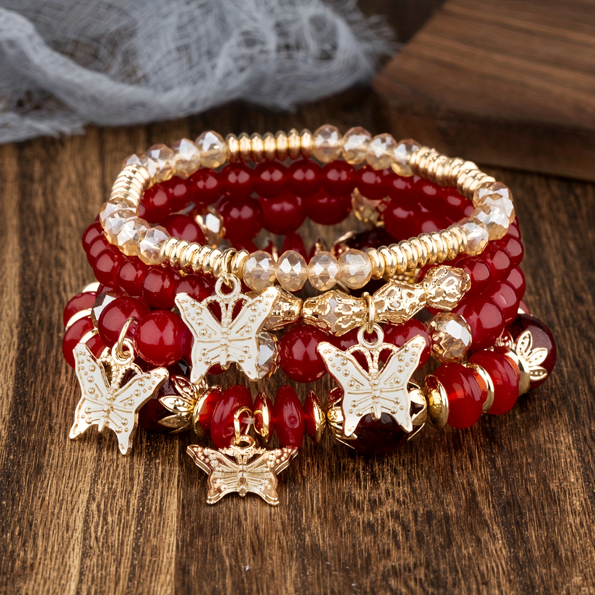 Red Bracelet Butterfly, Bracelets Charms Red