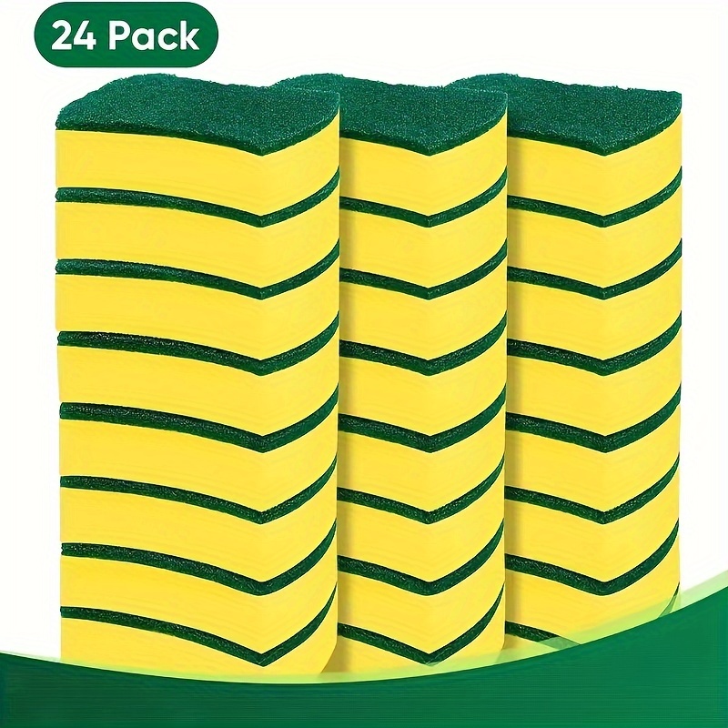 12 24pcs cleaning sponge double sided scouring pad household cleaning dishwashing sponge high end kitchen sponge durable anti scratch sponge super absorbent cleaning supplies cleaning tools school preparation