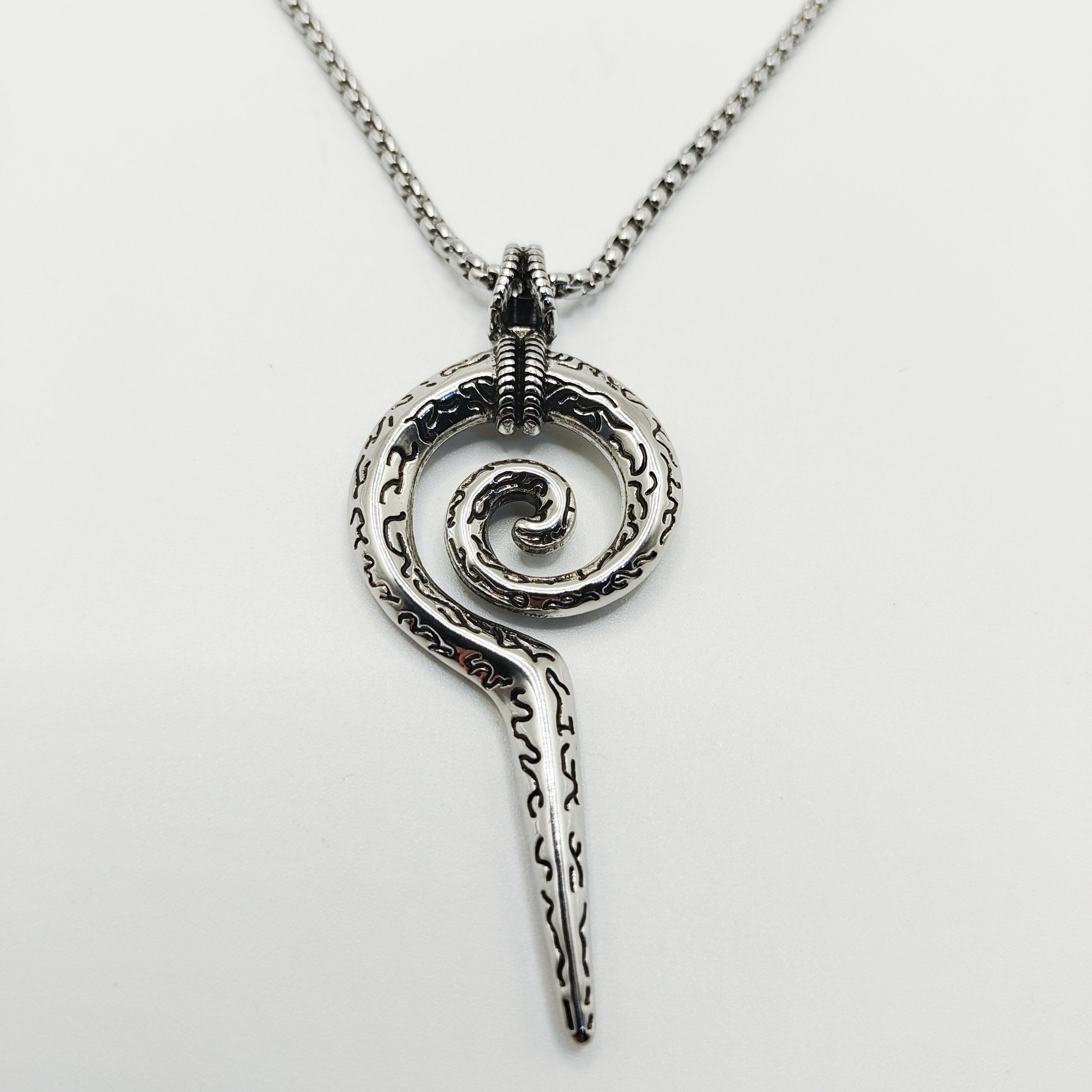 Rolled Snake Scepter Pendant, Punk Retro Trendy Men's Necklace