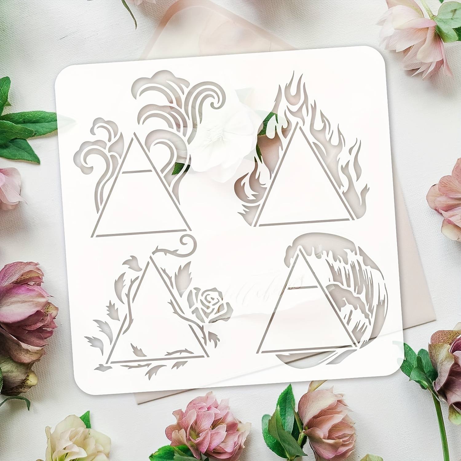 TEMU 1pc Alchemical Stencil For Painting 11.8x11.8inch Reusable Knot Drawing Template Wind Vines Stencil Large Symbol Theme Painting Stencil For Home
