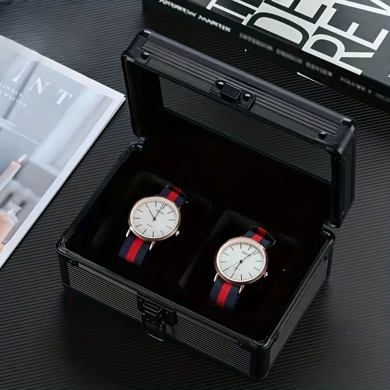 Couple Double Position Watch Storage Box, Watch Jewelry Display Box With  Soft Watch Pillow, Aluminum Alloy Couple Gift Box - Temu Austria