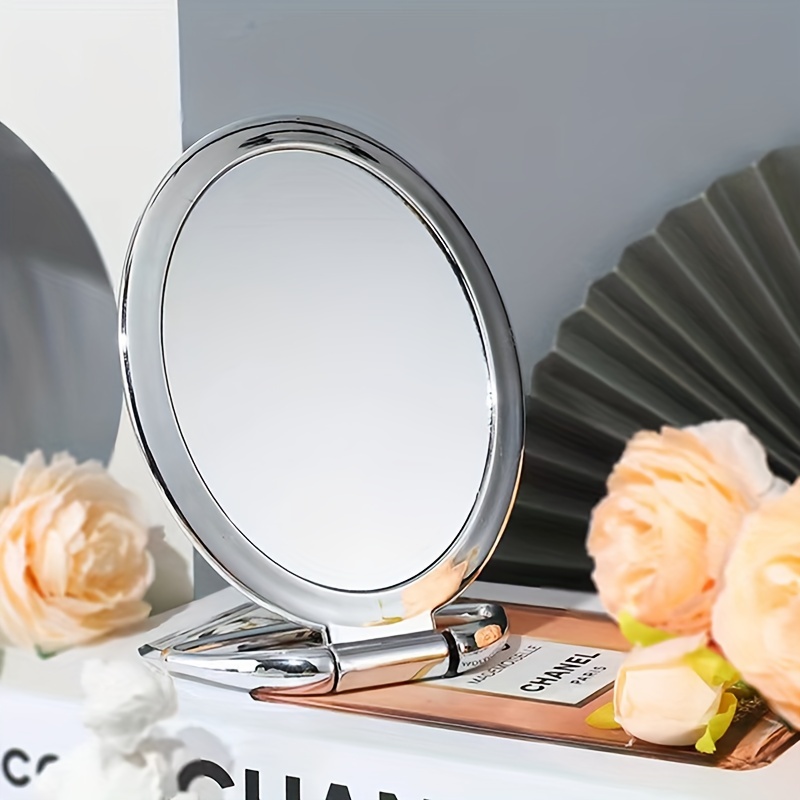 Portable Foldable Makeup Mirror For Bedroom, Changing Room, And Travel -  Round Vanity Mirror With Simple Design And Easy Folding - Temu