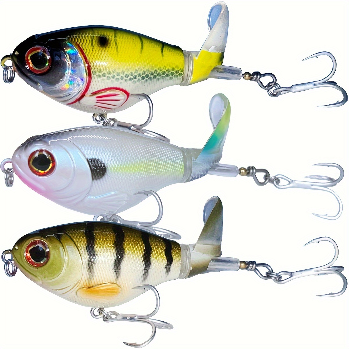Joyeee 5 Pcs Whopper Plopper Fishing Lure for Bass, Trout, Walleye,  Predator Fish for Freshwater & Saltwater, Lifelike 3D Eyes Fishing Baits  Attractants, Fishing Gear and Equipment, 5 Sizes Colors #22, Lure