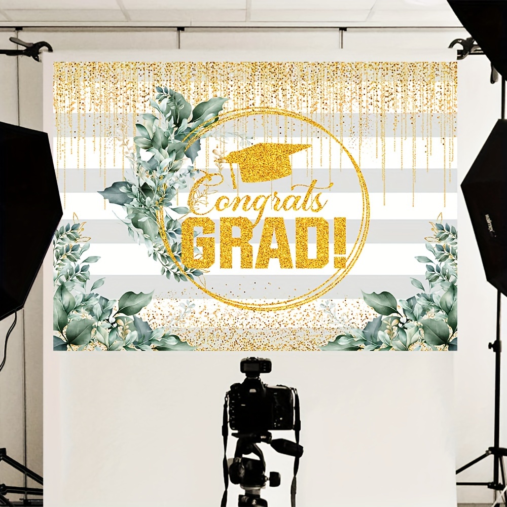 Green and Gold Graduation Decorations 2024 Congrats Grad Banner Backdrop  Graduation Decorations Class of 2024 Graduation Photo Booth Props College