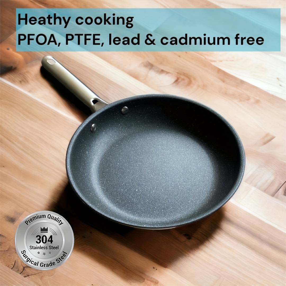 Non Stick Healthy Stainless Steel Infused Ceramic, Fry Pan, Ptfe Pfoa & Pfas  Free, Induction Compatible, Dishwasher Safe, Stainless Steel Handle Always  Cool, Easy Grip - Temu