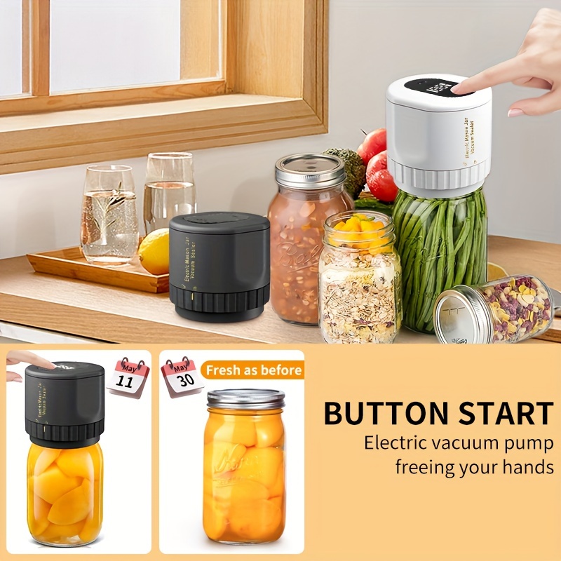 Electric Mason Jar Vacuum Sealer Kit Cordless Automatic Jar Sealer Set for  Food Storage and Fermentation with Mason Jar Lids