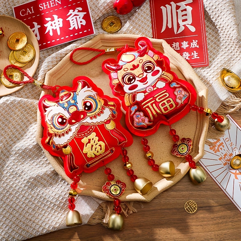 16Pcs New Year Hanging Decoration Golden Chinese Character 2024 Year of The  Dragon Spring Festival Potted Plant Red Hanging Ornament Pendant – the