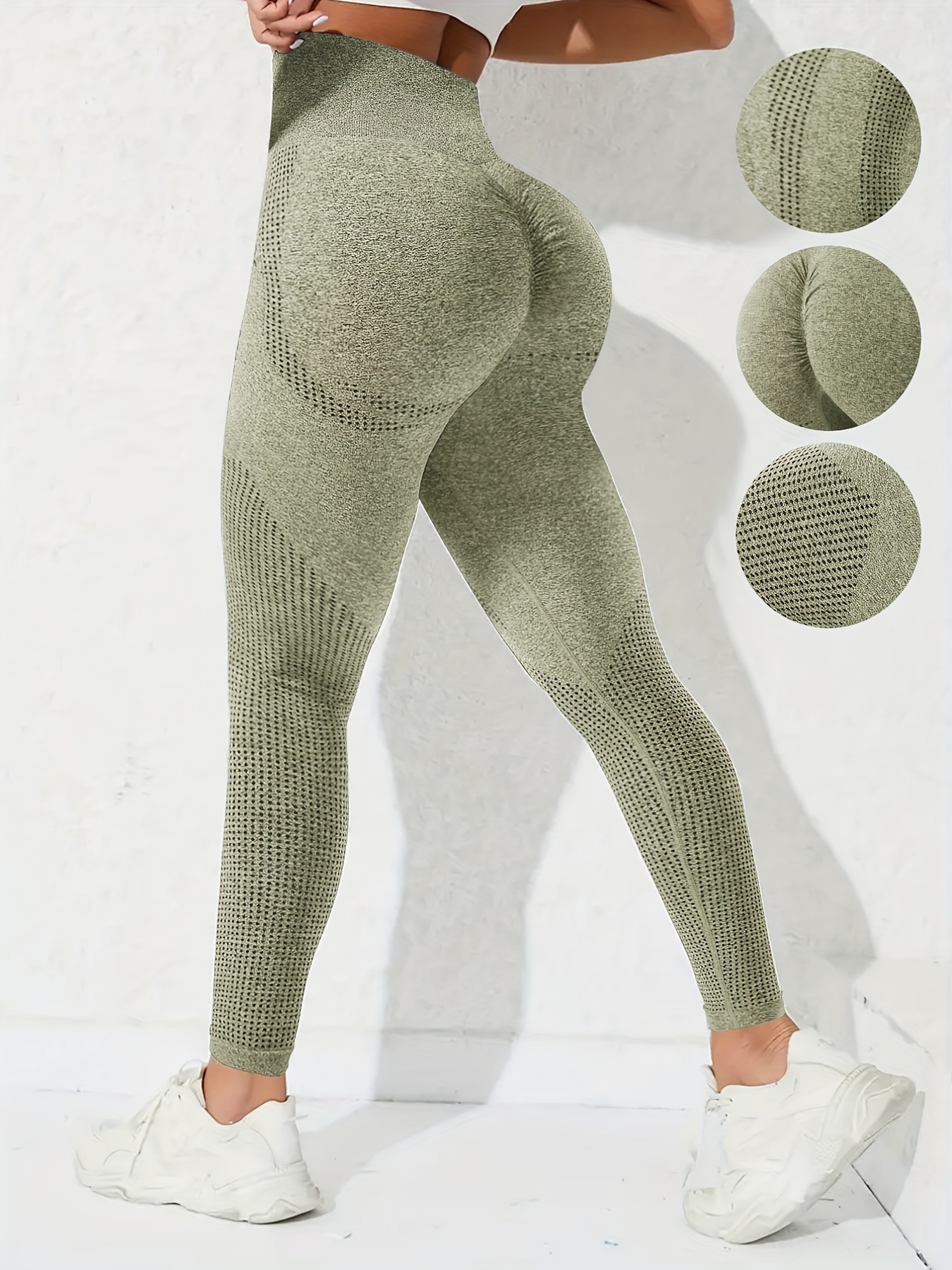 QOQ Seamless Workout Leggings for Women Tummy Control Scrunch Butt