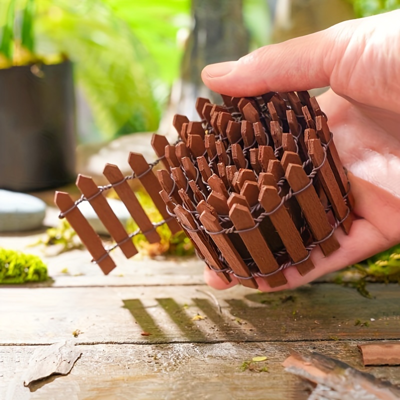 

1pc Mini Fence Garden Stakes: Add A Touch Of Magic To Your Garden With Fairy Garden Landscape Miniature Wood Fence!