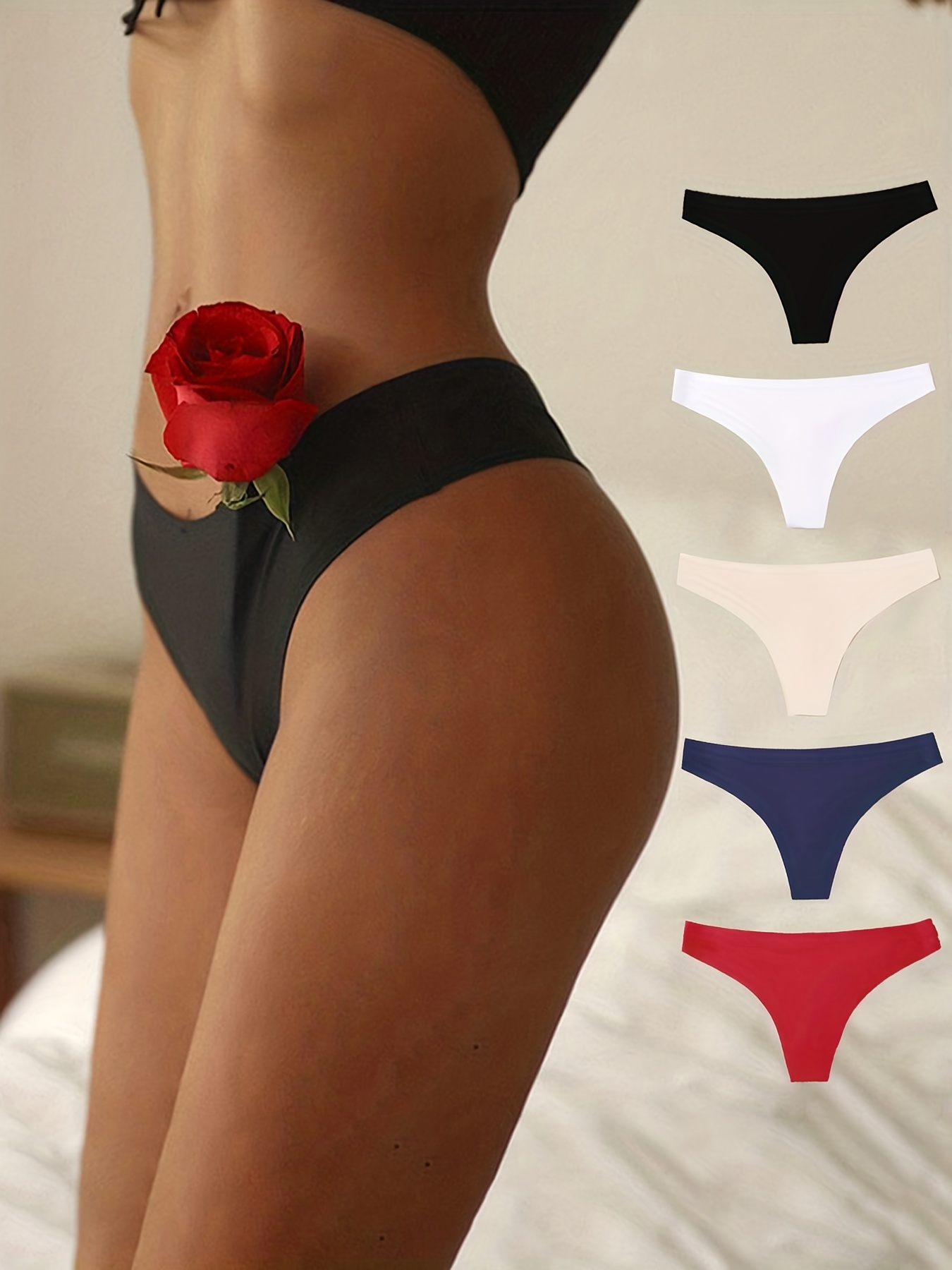 7 Pcs Women's Mixed Color Low Waist Tanga Panties, Soft Breathable Cheeky  Panties, Women's Underwear & Lingerie