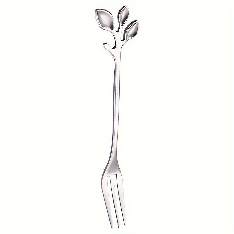 1pc Stainless Steel Branch Spoon Leaf Spoon Stainless Steel Fork Fruit Fork Cake