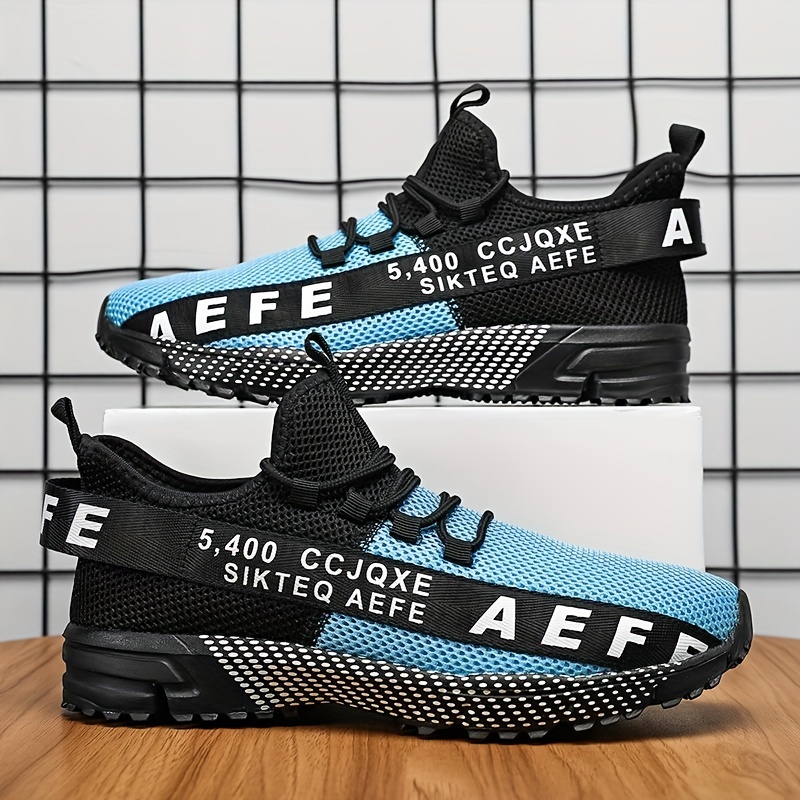 Men's Alphabets Graffiti Running Shoes Lightweight Mesh Sneakers