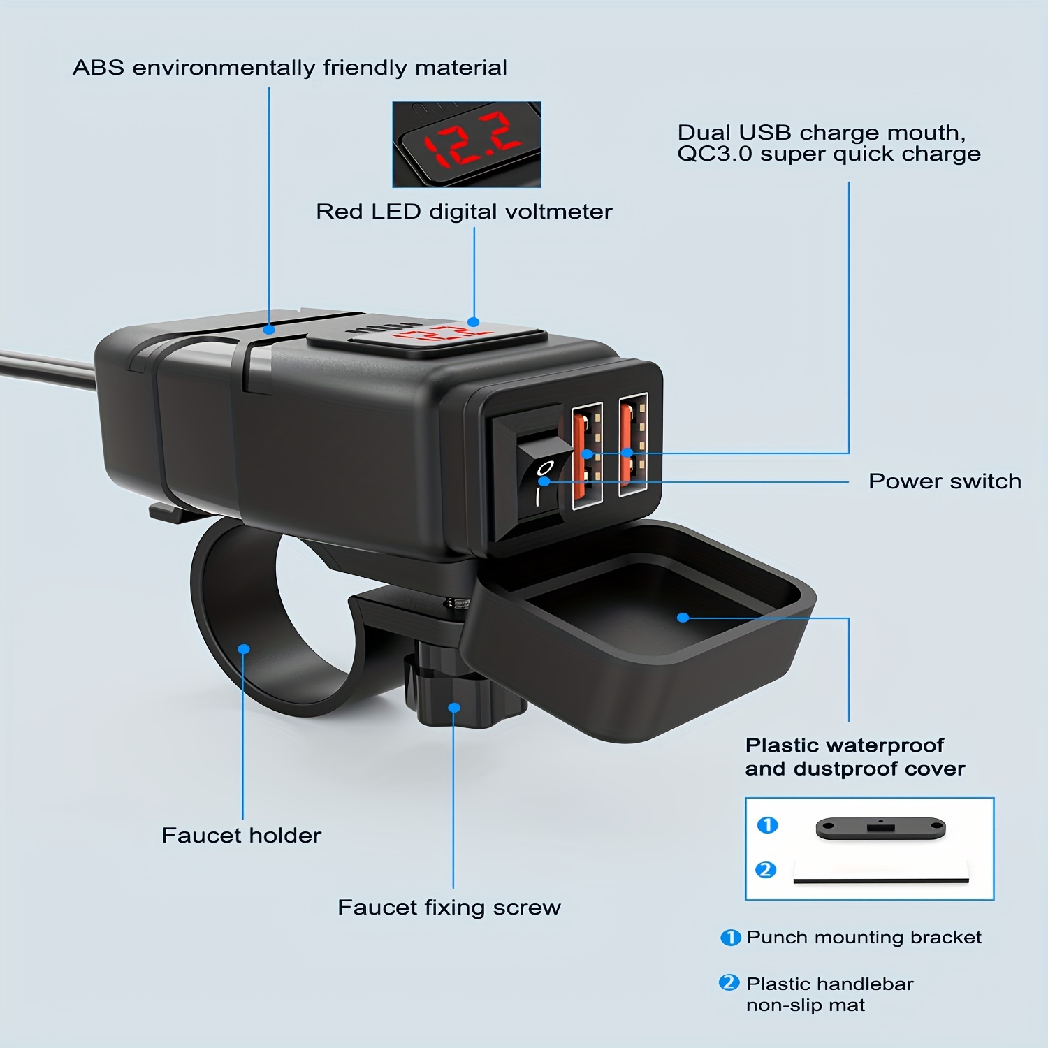 Chargeur USB Moto Étanche Deux Ports USB Pour Motos 12V 24V - Temu Belgium