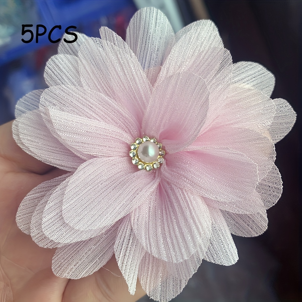 10 pz/lotto 4.4 14 colori Tulle Lotus Chiffon fiore per bambini accessori per  capelli Chic tessuto artificiale fiori per fasce - AliExpress