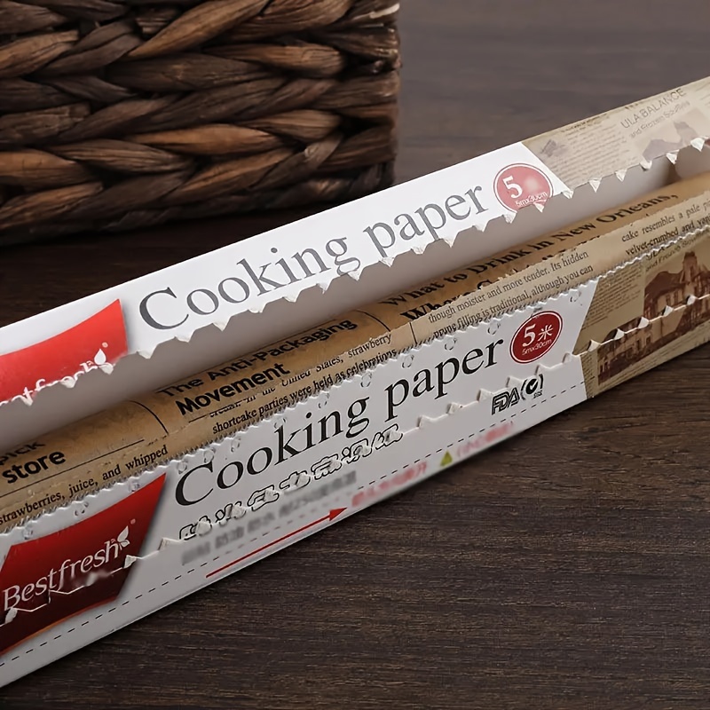 2 piezas de papel pergamino para hornear, rollo de papel de hornear  pergamino con cortador deslizante, no se riza ni quema, papel de cocina  para pan