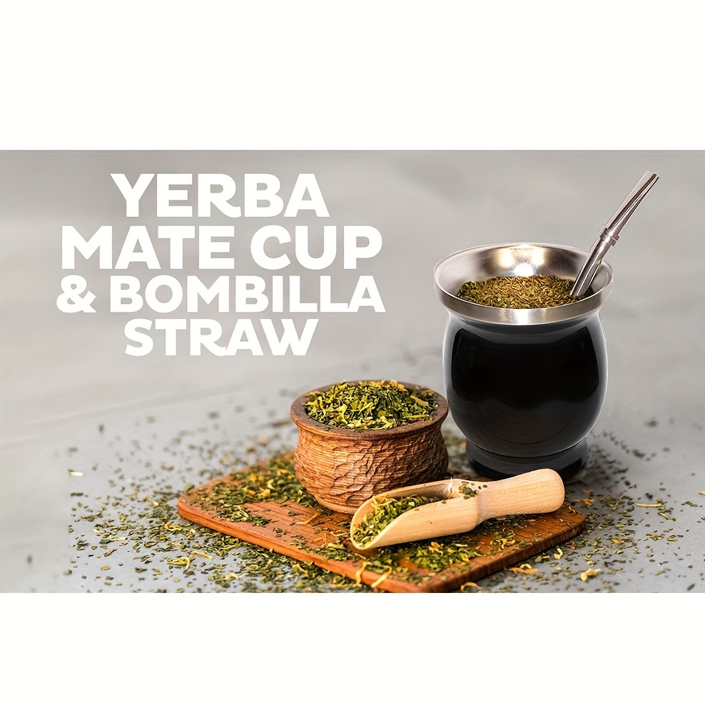 Yerba Mate Cup And Bombilla Set Double Layer Stainless Steel - Temu