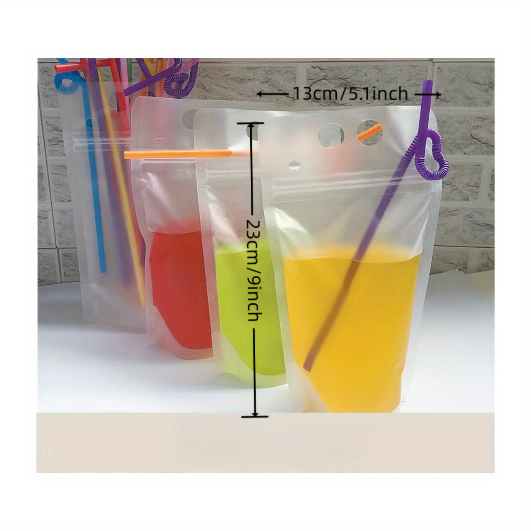 Drink Pouches For Adults With Straws, Reusable Juice Bags, Clear Drink  Pouches Bags, Heavy Duty Hand-held Translucent Reclosable Plastic Smoothie Drink  Pouches With 20 Straws, - Temu United Arab Emirates