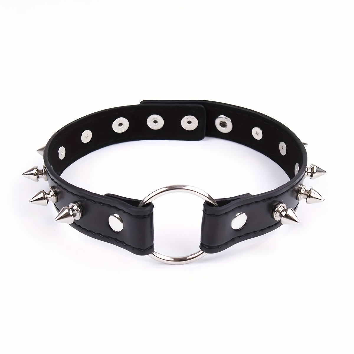 Spike Punk Goth Collar Necklace Leather Chockers Bondage Cosplay Round  Collars