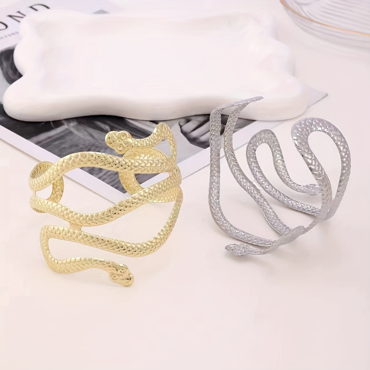 Personality Punk Exaggerated Snake Design Arm Ring Bracelet - Temu