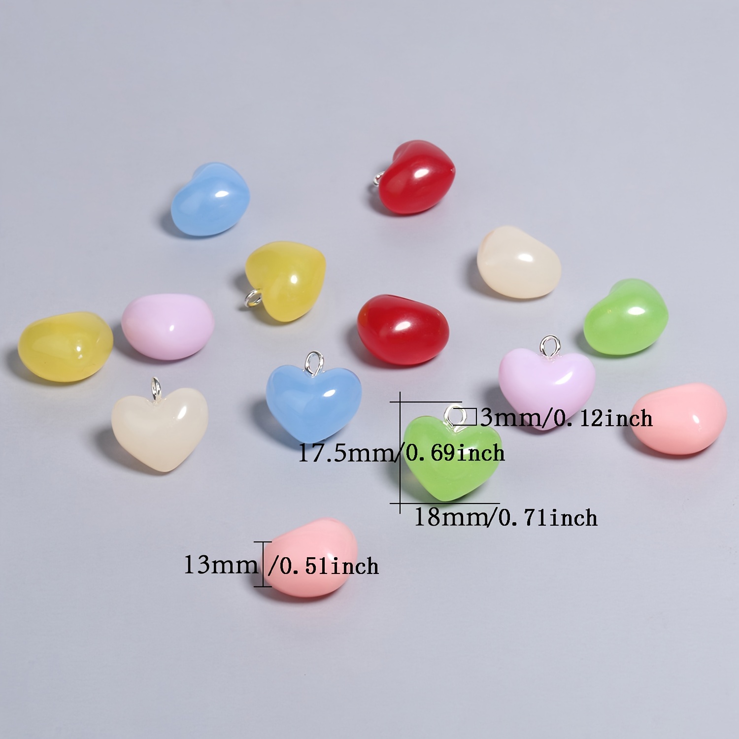 10pcs/lot Transparent Colored Resin Heart Pendant Jewelry Making Findings  Cute Charms DIY Earrings Necklace Keychain Accessorie