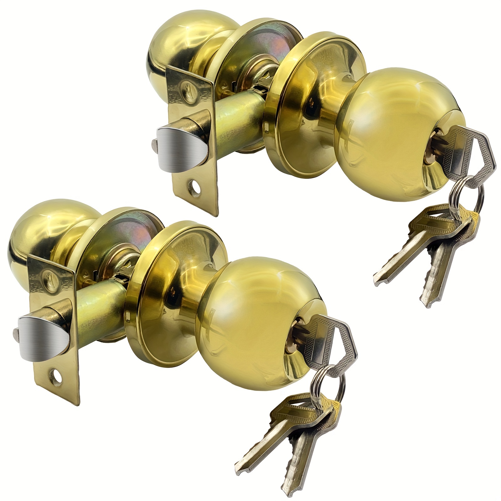 Keyed-Alike - Pomos para puerta de entrada y cerrojos de doble cilindro en  bronce aceitado, estilo mango redondo de bola para puertas exteriores y