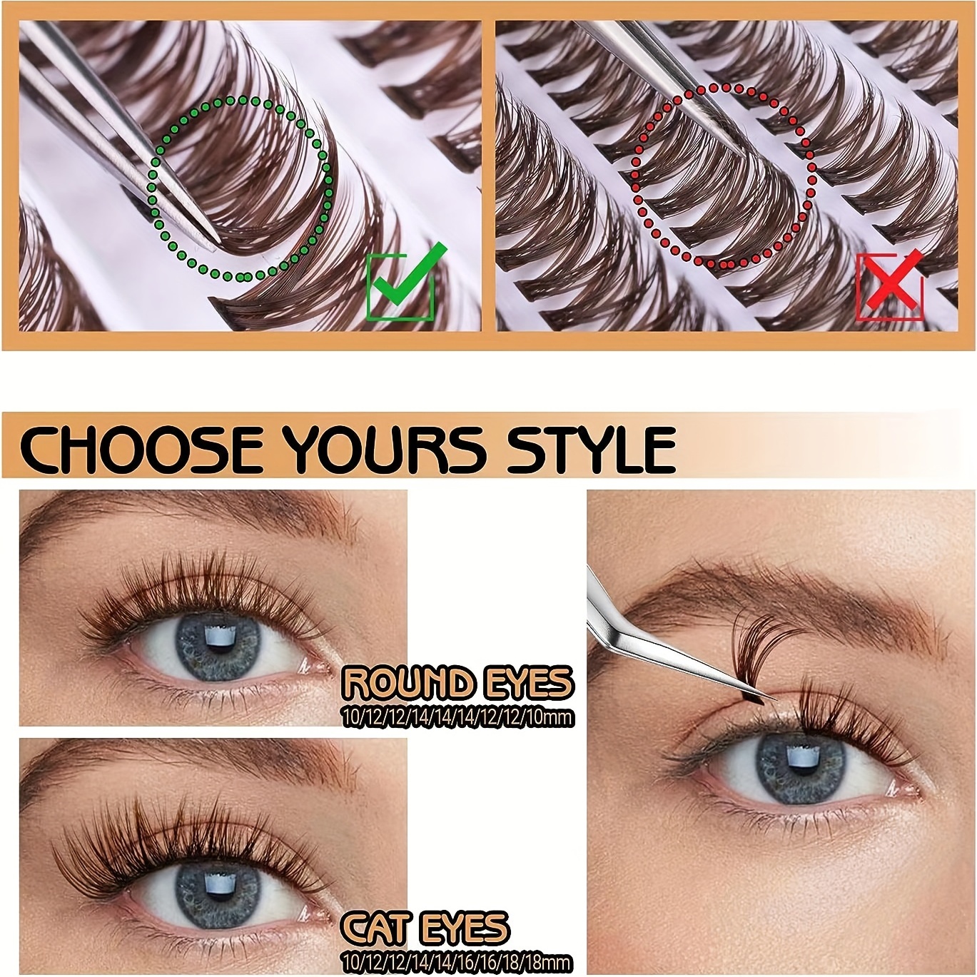 Wispy Natural Look Individual Lashes D Curling DIY Cluster Eyelash Extension
