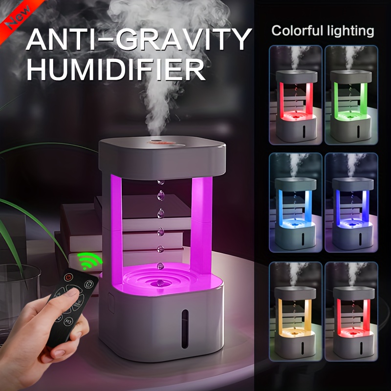 Humidificateur d'air anti-gravité 800ml, chargeur USB, gouttelettes d'eau,  écran LED, humidificateur d'air, diffuseur d'huiles essentielles pour  bureau et maison
