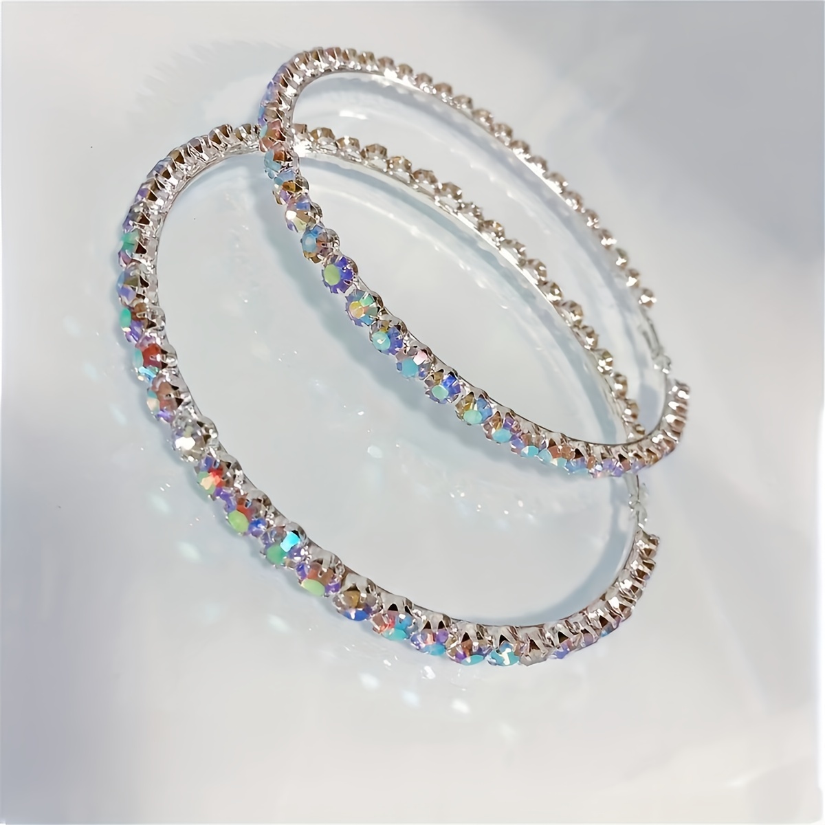 Big and Bold Rhinestone Hoop Earrings - Crystal Pierced