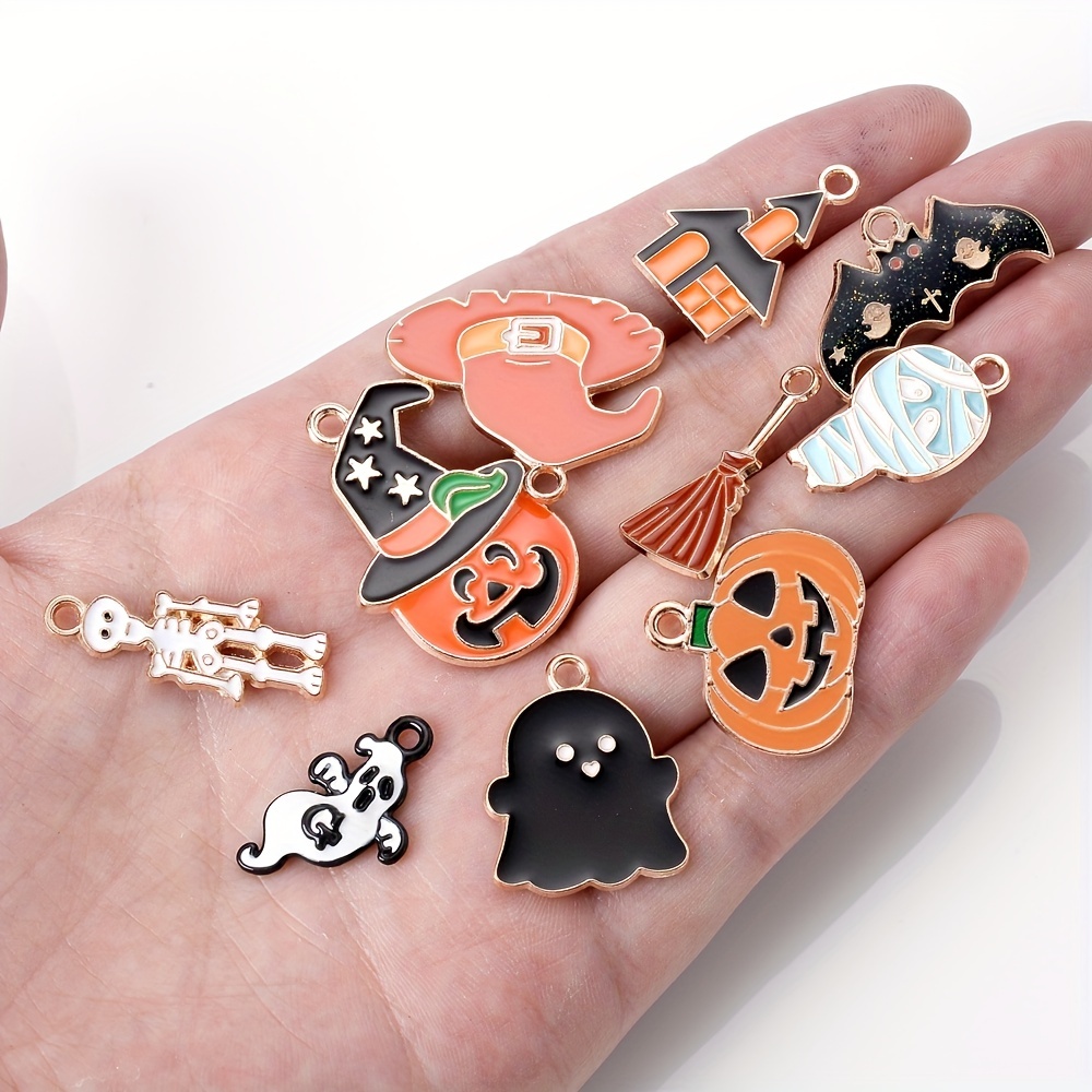Lot Enamel Halloween Charms Cute Pumpkin Bat Ghost Charms Pendants For  Jewelry Making - Temu