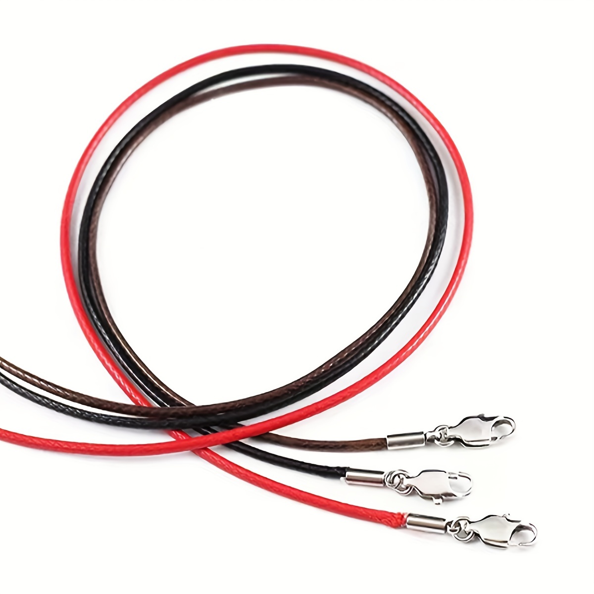 Men's 3mm Wax Cord Choker Necklace with Stainless Steel Clasp