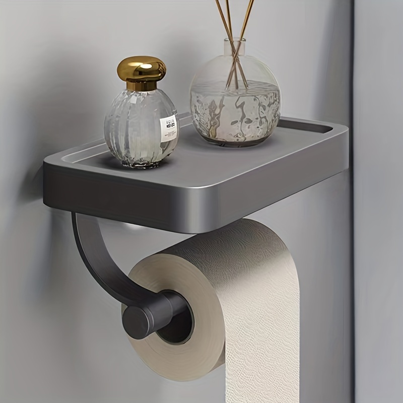 Modern Stainless Steel Toilet Paper Holder With Shelf - Temu
