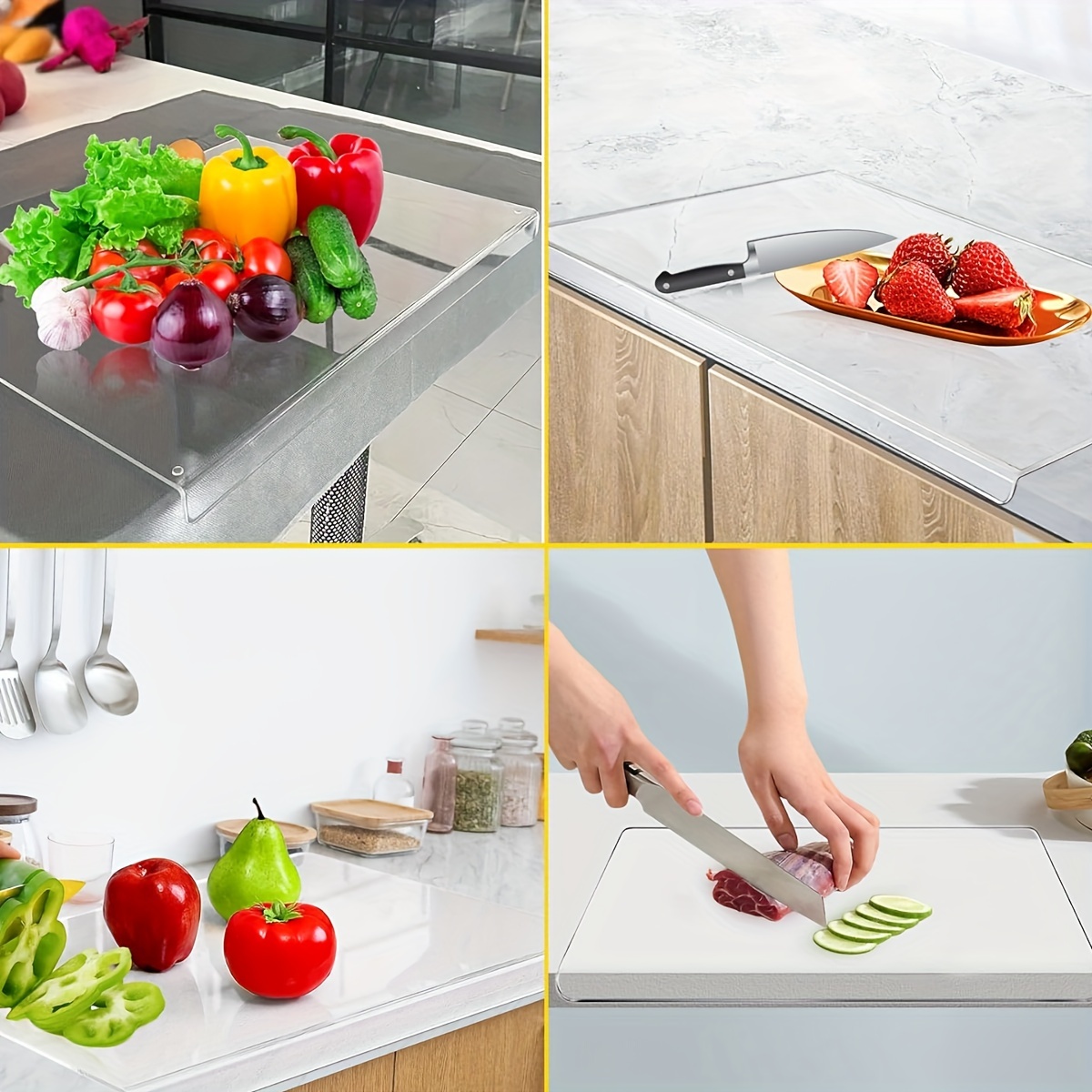 Acrylic Cutting Boards For Kitchen Counter, Clear Cutting Board For Kitchen,  Acrylic Anti-slip Transparent Cutting Board With Lip For Counter Countertop  Protector Home Restaurant, - Temu