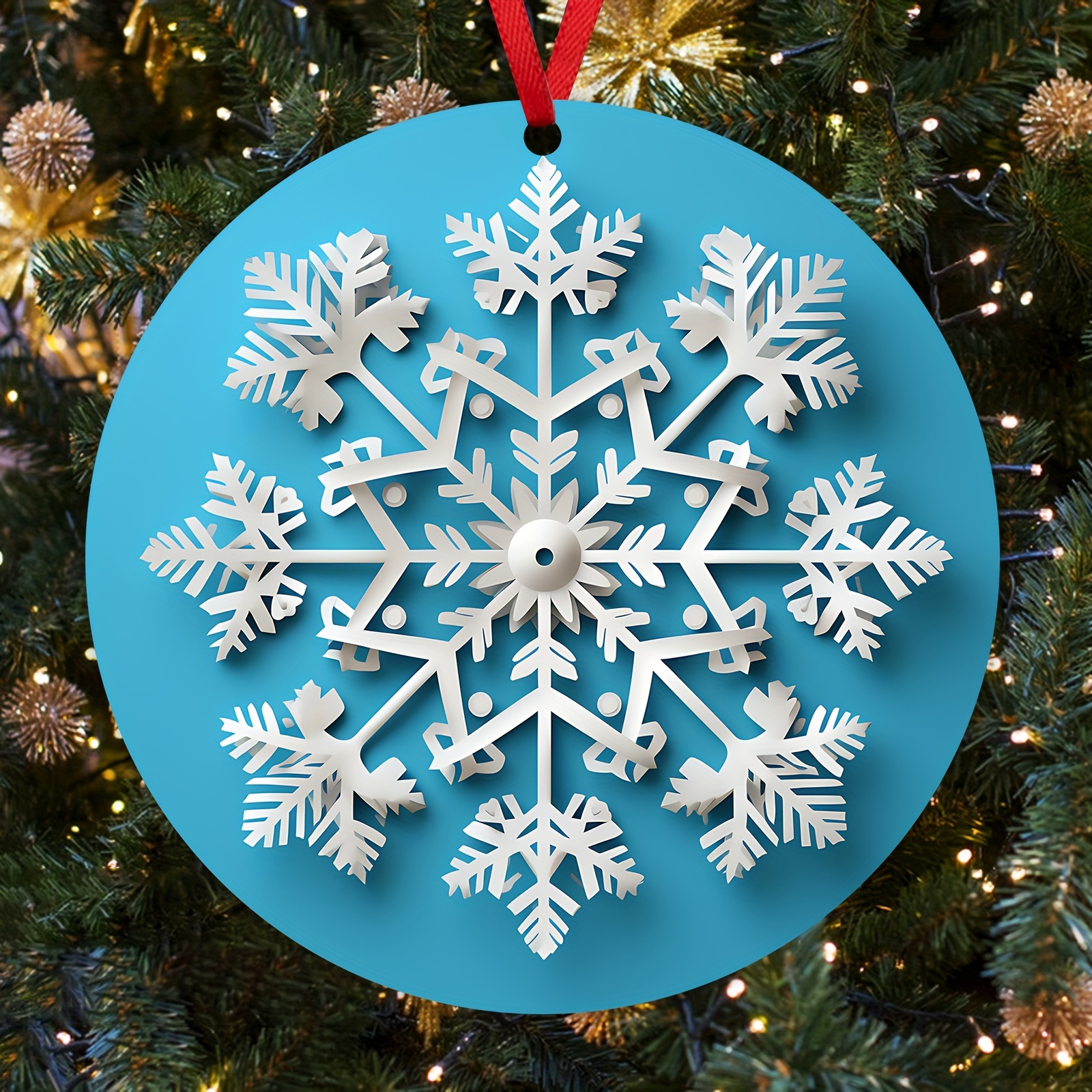 Large Hanging Wooden Snowflake Christmas Tree Ornament Rustic