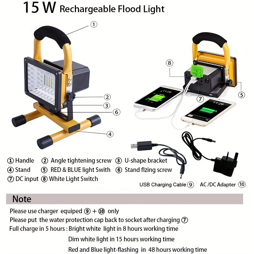 Portable USB Camping Lights,LED Work Lights with Stand,Job Site Lighti —  CHIMIYA