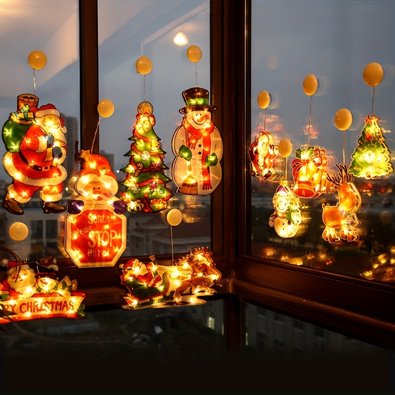 Lighted Christmas Window Silhouette Decoration Christmas Window Decoration  Lights Battery Operated Christmas Window Lighted Decorations Hanging Christmas  Light up Window Decor with Suction Cups 