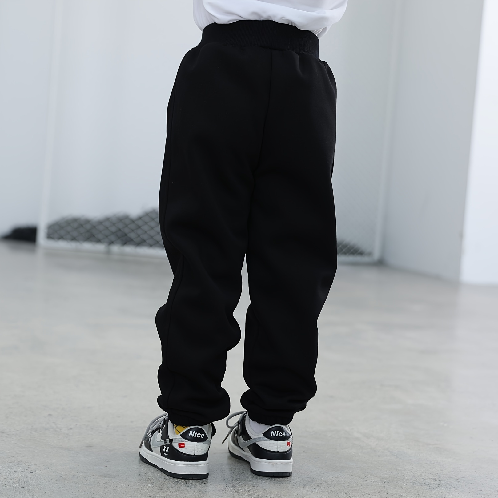 Kid's Solid Color Fleece Lining Sweatpants Warm Jogger Pants - Temu
