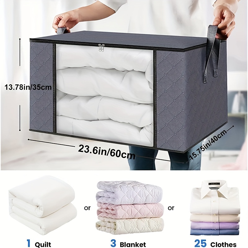 Clothes Storage Bags Foldable Blanket Storage Bins for Closet Organizers  Storage Containers with Durable Handles Thick Fabric for Clothing Comforter