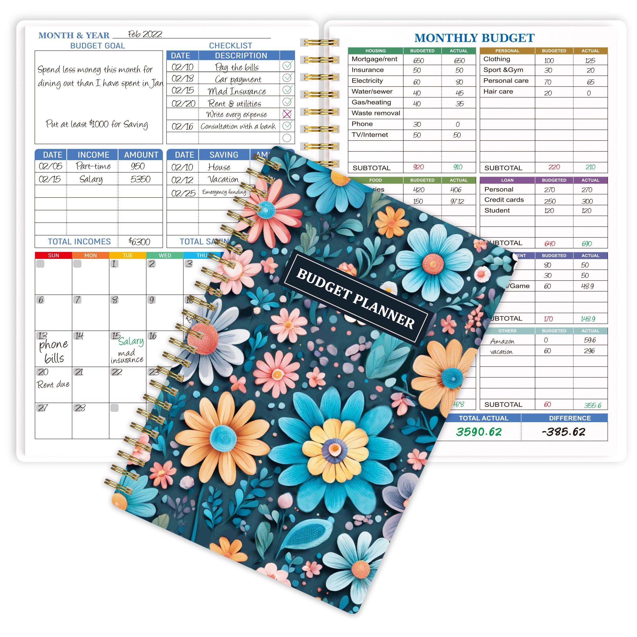 

1pc Budget Planner - Monthly Finance Organizer With Expense Tracker Notebook To Manage Your Money Effectively, Undated Finance Planner/account Book, A5 (8.6x5.9 In), 100gsm Paper - Dark Flower
