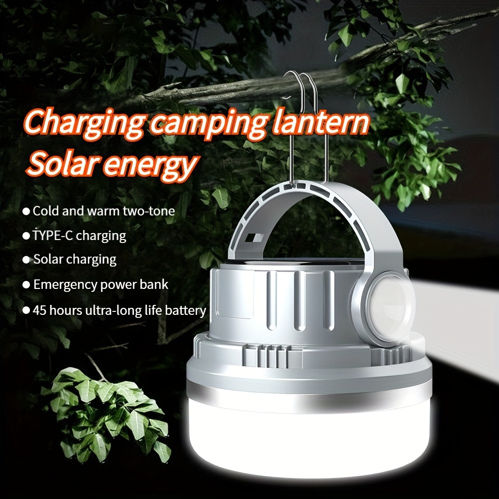LED Lampara Linterna Portátil Solar & USB Recargable Luz De Tienda Camping  Luces