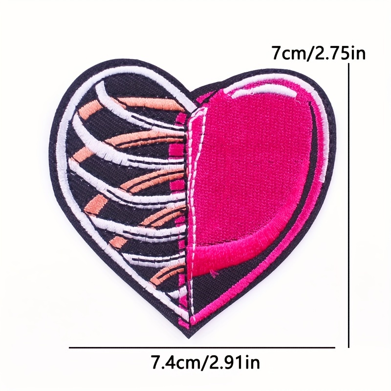 Hip Hop Patch Iron On Embroidery Patches For Clothing Punk Thermoadhesive  Patches For Clothes Magic Pink Heart Sewing/Fusible Patch Badges DIY Appliqu