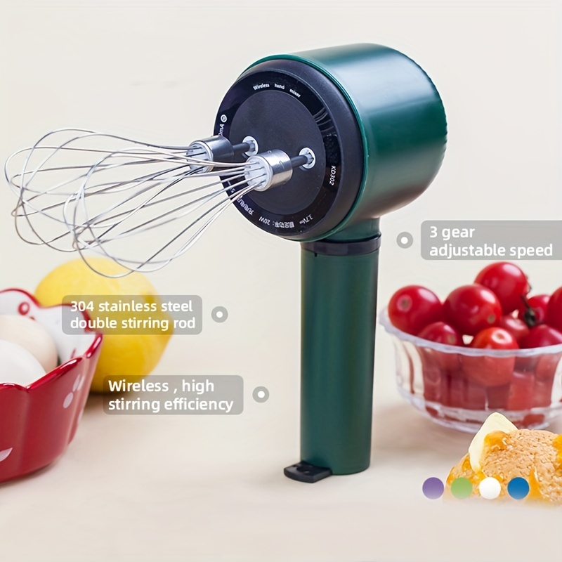 Mini batidora de mano, batidora de mano eléctrica inalámbrica para el  hogar, batidor de huevos de mano recargable por USB con 2 batidores  desmontables