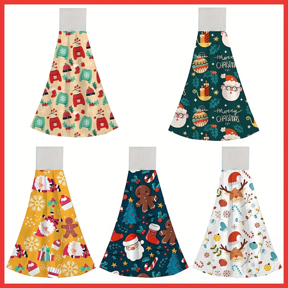 Cute Christmas Pattern Fingertip Towel Hanging Towel For - Temu